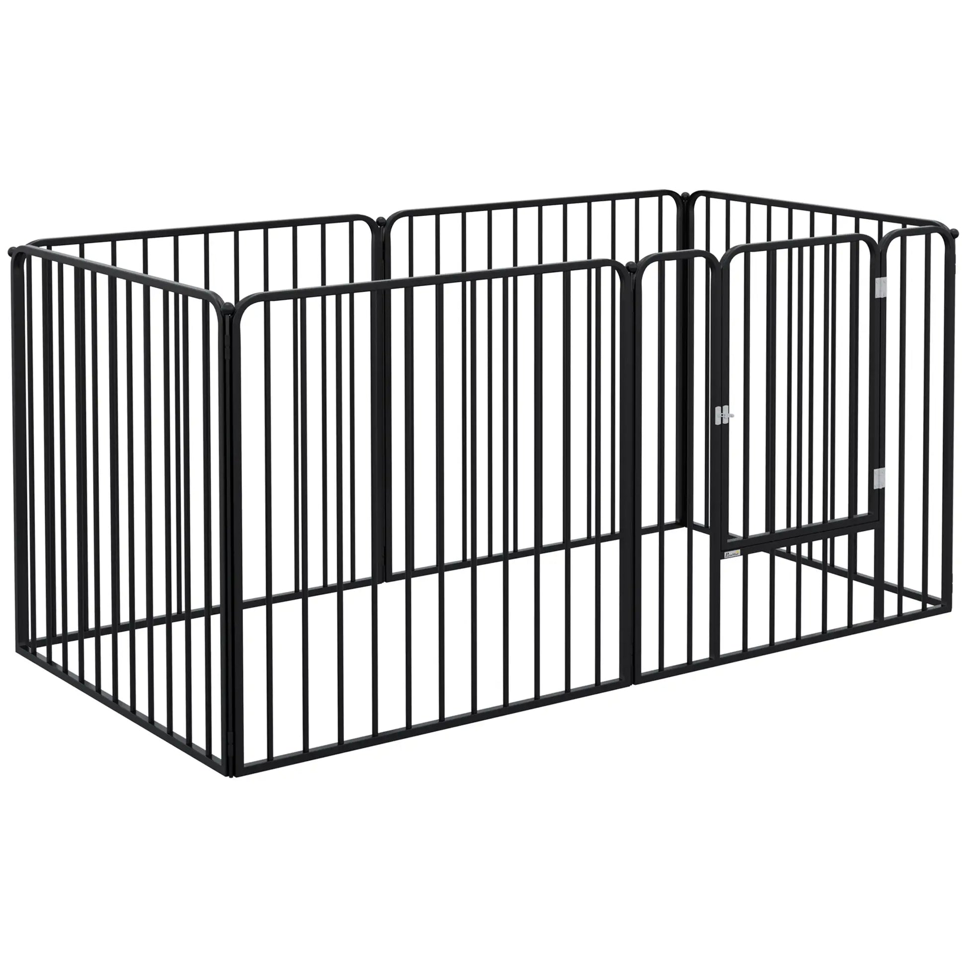 Outdoor Dog Fence, 6 Panels 31.5" Height, Steel Pet Exercise Pen, Small Medium Dogs Houses, Kennels & Pens Black at Gallery Canada