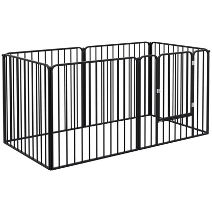 Outdoor Dog Fence, 6 Panels 31.5" Height, Steel Pet Exercise Pen, Small Medium Dogs Houses, Kennels & Pens Black at Gallery Canada