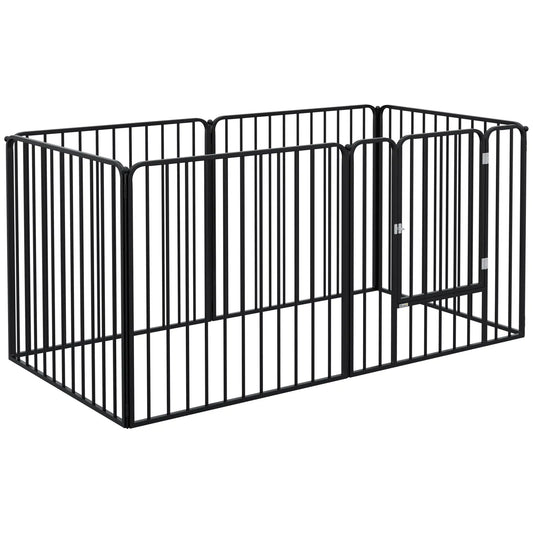 Outdoor Dog Fence, 6 Panels 31.5" Height, Steel Pet Exercise Pen, Small Medium Dogs Houses, Kennels & Pens Black at Gallery Canada