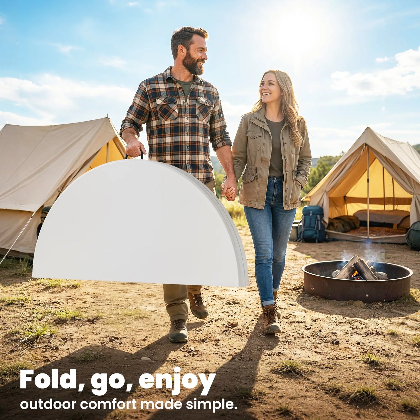 4ft Plastic Folding Picnic Table, Indoor Outdoor, White Picnic Tables & Camping Chairs at Gallery Canada