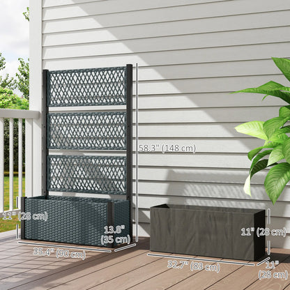 Wicker Outdoor Planter With Trellis, 58", Dark Grey Raised Garden Beds at Gallery Canada