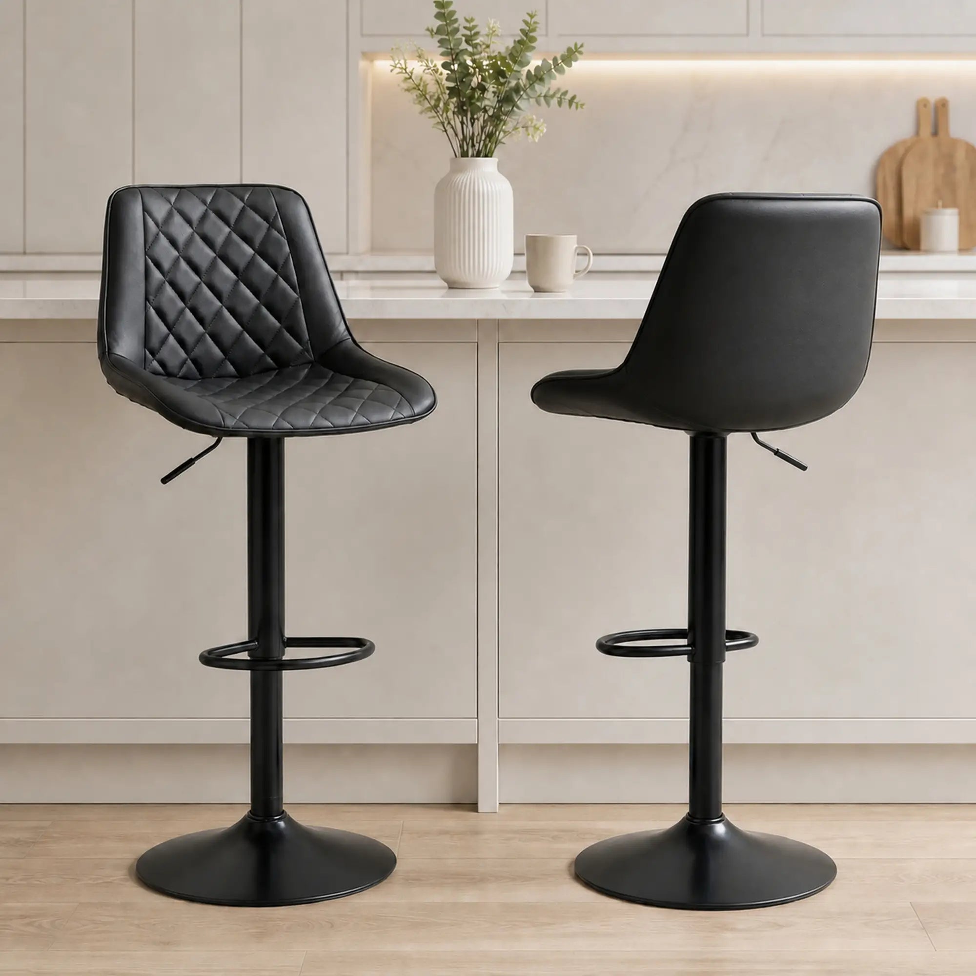 Swivel Counter Height Barstools, Set of 2, Adjustable Height, Black Bar Stools at Gallery Canada