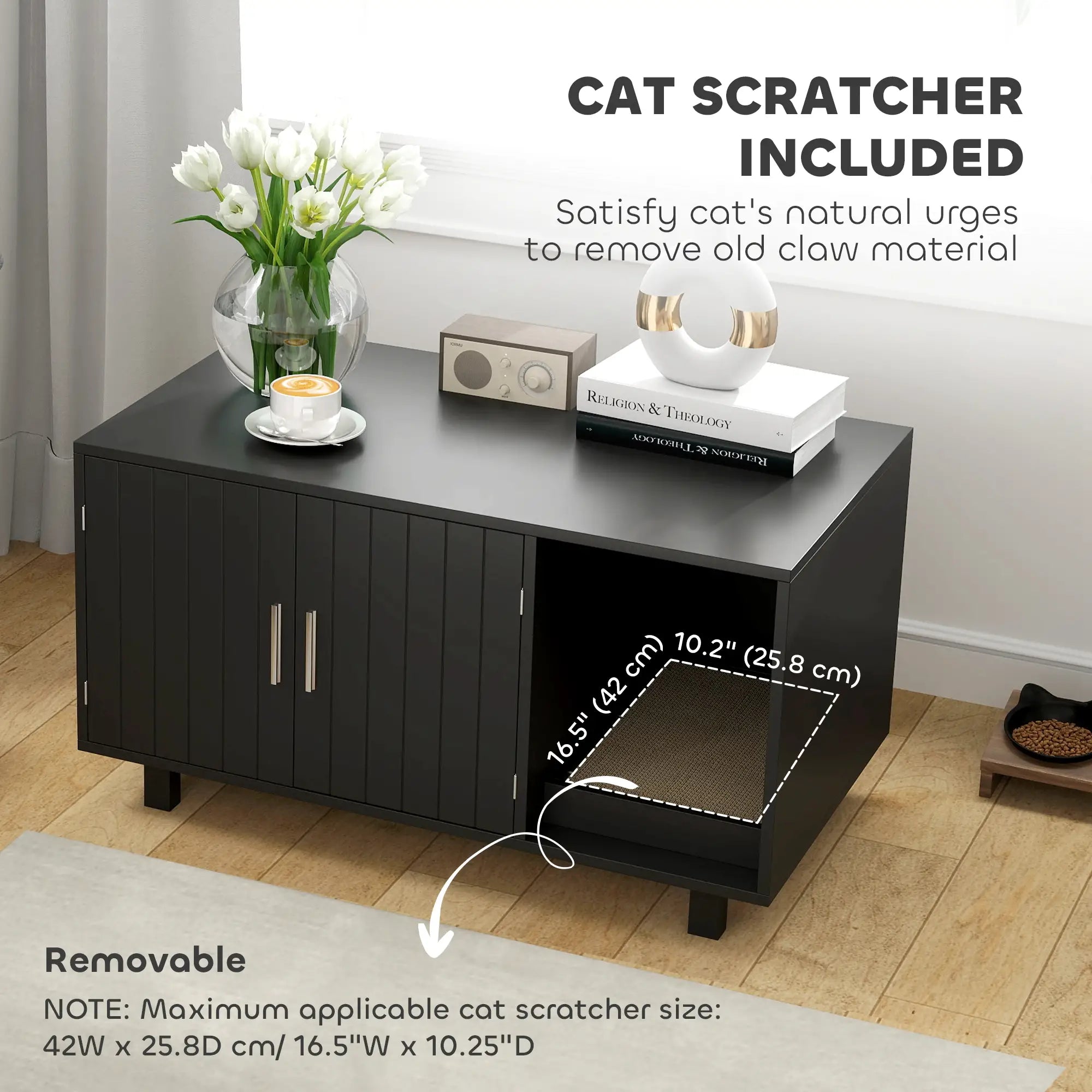 Cat Litter Box Enclosure, End Table with Scratcher, Black Cat Litter Box Enclosures at Gallery Canada