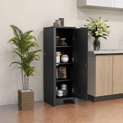 48" Kitchen Pantry Cabinet, Single Door, 4 Tier Adjustable Shelves, Black Kitchen Pantry Cabinets at Gallery Canada