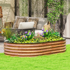 5' x 3' x 1' Galvanized Raised Garden Bed, Brown Wood Effect, Brown