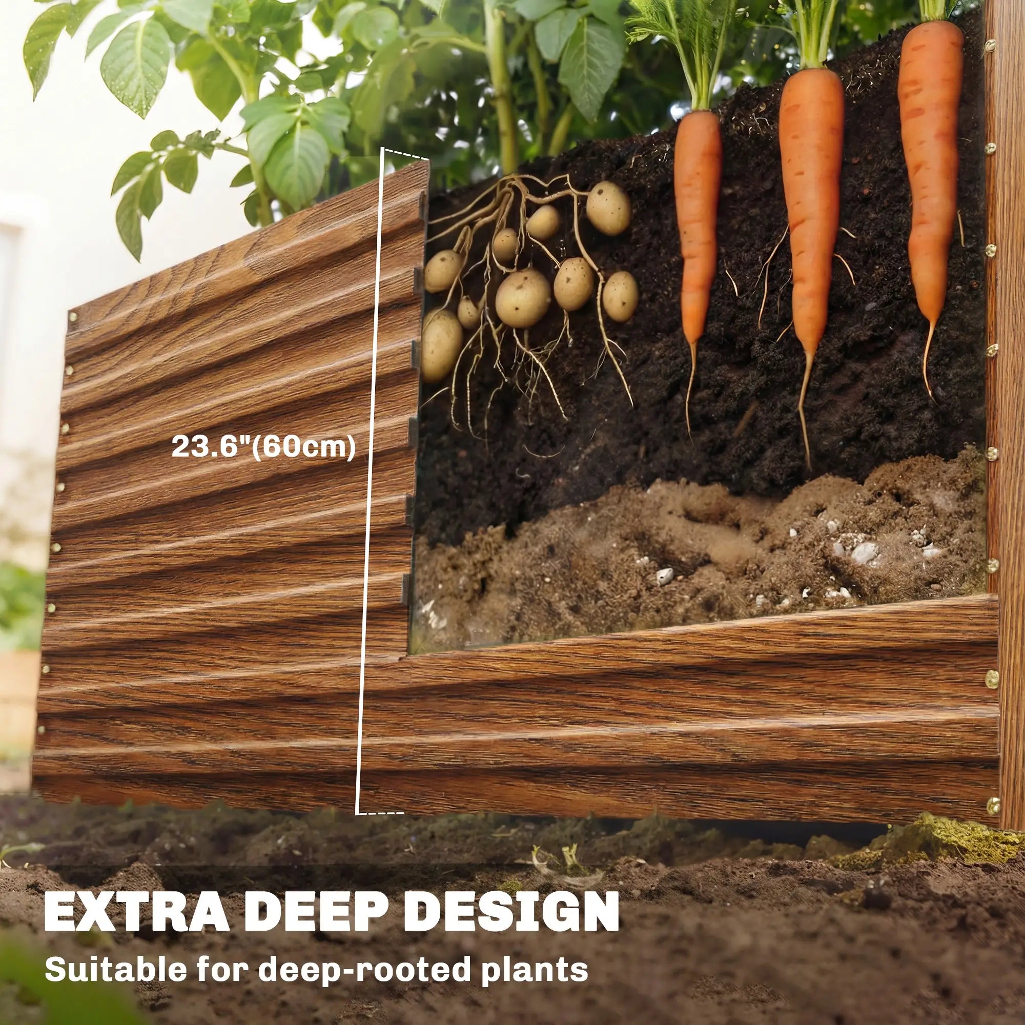 5' x 3' x 2' Raised Garden Bed, Galvanized Planter Box, Dark Brown Wood Effect, Dark Brown Galvanized Planter Boxes at Gallery Canada