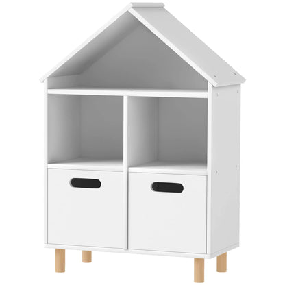 3 Tier Kids Bookshelf, 2 Drawers, for Bedroom, White Small Bookshelves White at Gallery Canada