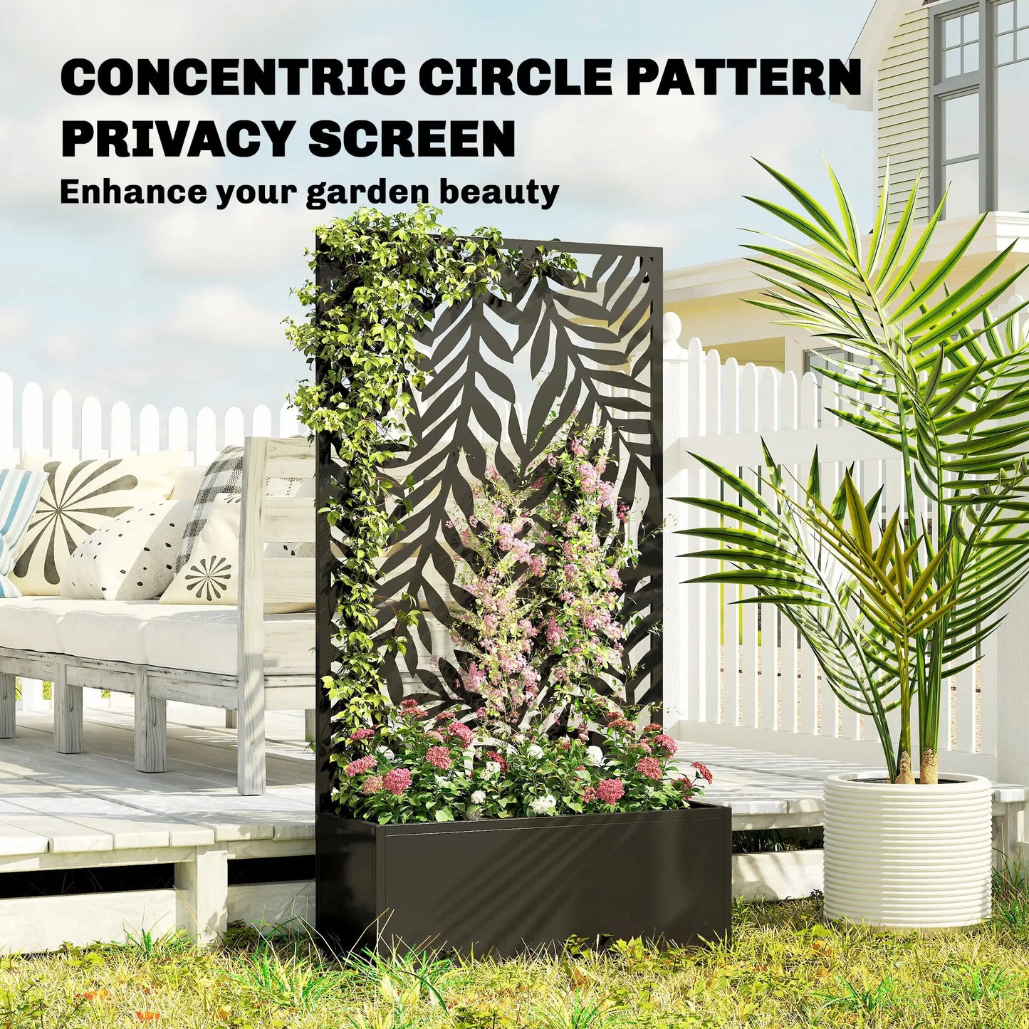 Metal Planter Box With Trellis, 44.5" Raised Garden Bed Galvanized Planter Boxes at Gallery Canada
