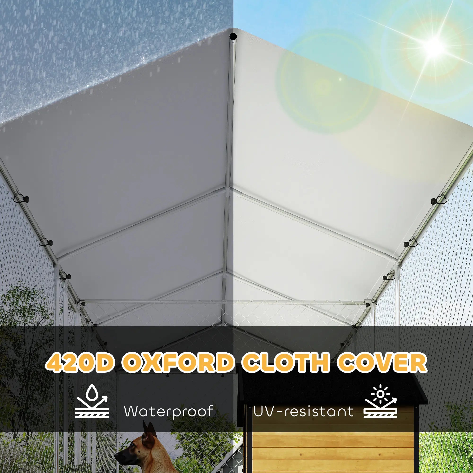 Outdoor Dog Kennel, Waterproof UV Cover, Escape-Proof Lock, 19.7' x 7.5' x 7.5' Houses, Kennels & Pens at Gallery Canada