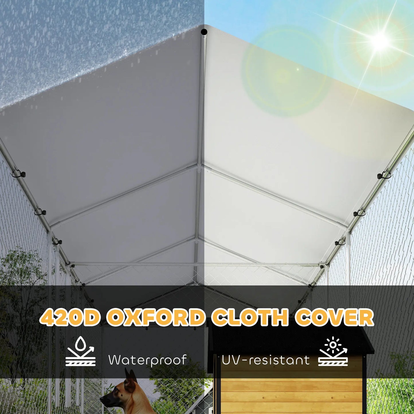 Outdoor Dog Kennel, Waterproof UV Cover, Escape-Proof Lock, 19.7' x 7.5' x 7.5' Houses, Kennels & Pens at Gallery Canada