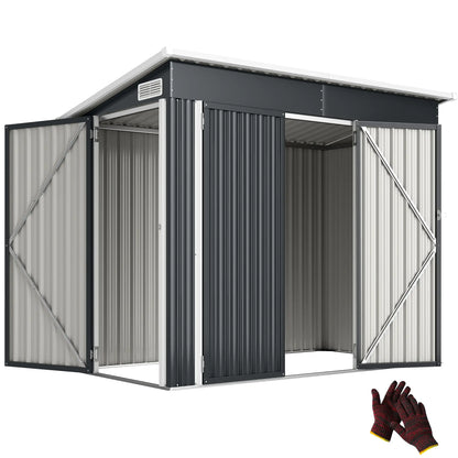 7.5' x 4.3' Outdoor Storage Shed, Waterproof Metal Garden Shed, Dark Grey Sheds at Gallery Canada