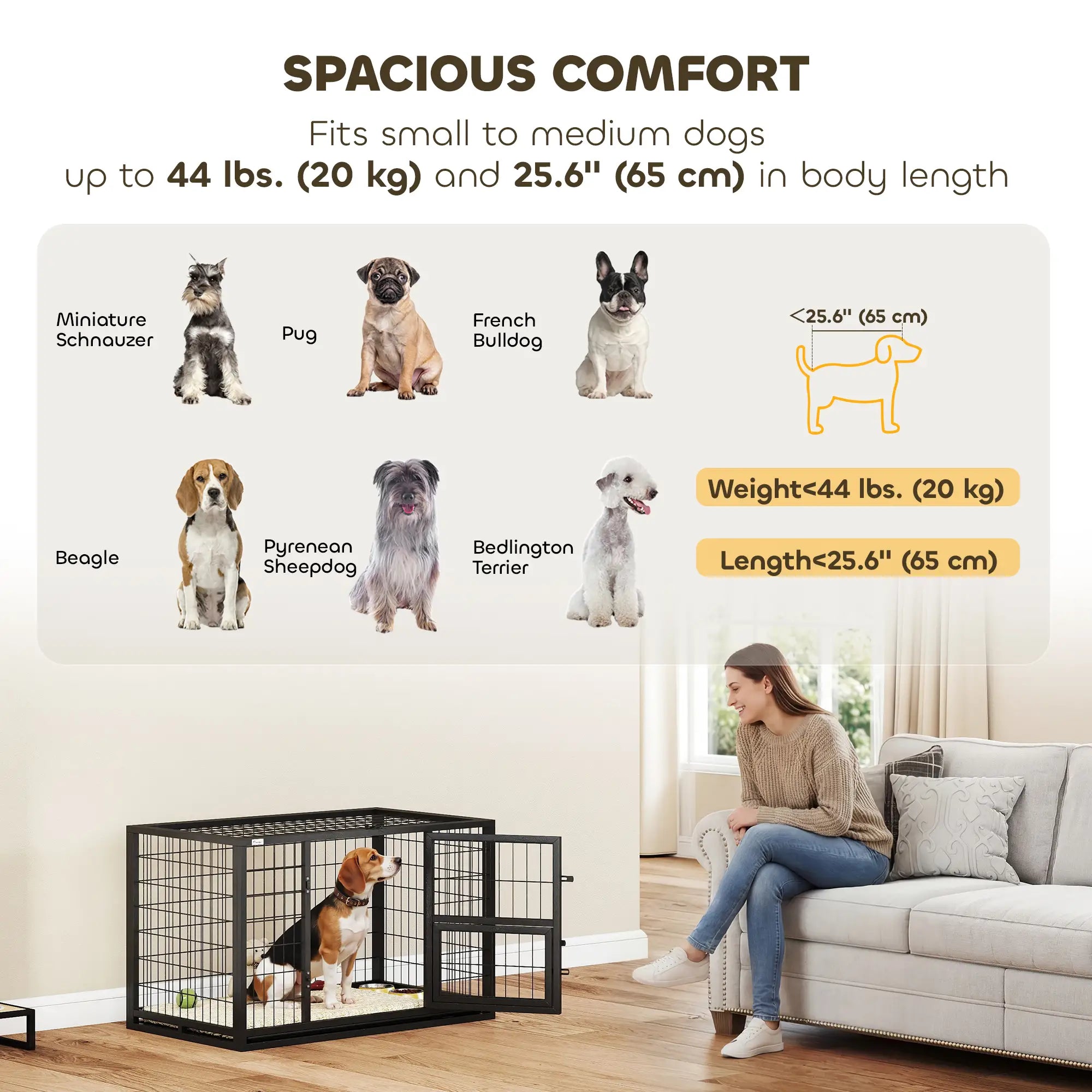 37 Inch Heavy Duty Dog Crate, Metal Kennel With Removable Tray Dog Cages & Crates at Gallery Canada