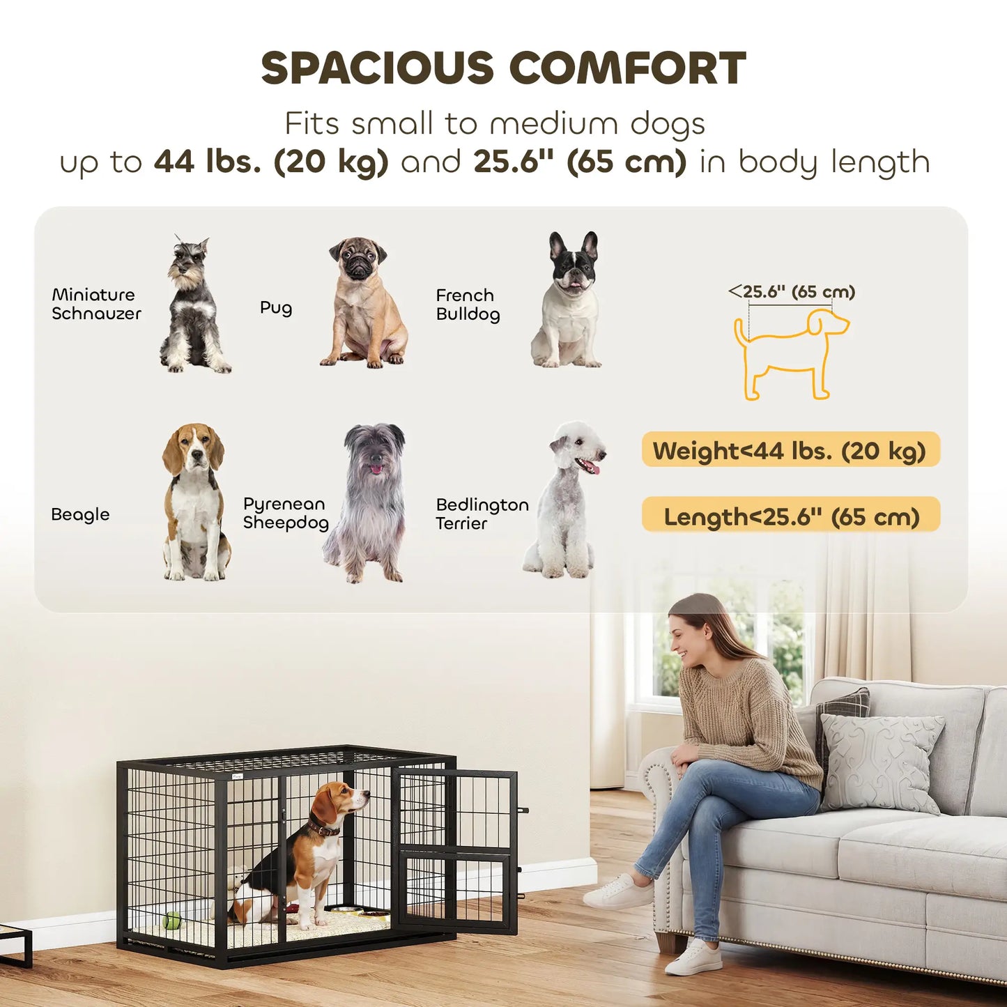 37 Inch Heavy Duty Dog Crate, Metal Kennel With Removable Tray Dog Cages & Crates at Gallery Canada