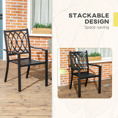 2 PCs Dining Chairs, Outdoor Armchairs, Stackable, Black Patio Chairs at Gallery Canada