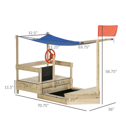 Kids Wooden Sandbox with Cover, Foldable Sandpit, Outdoor, Natural Wood Sandboxes & Accessories at Gallery Canada