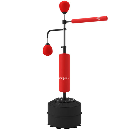 4-in-1 Free Standing Punching Bag, Adjustable Height, 2 Speed Balls, 360° Reflex Bar, Red