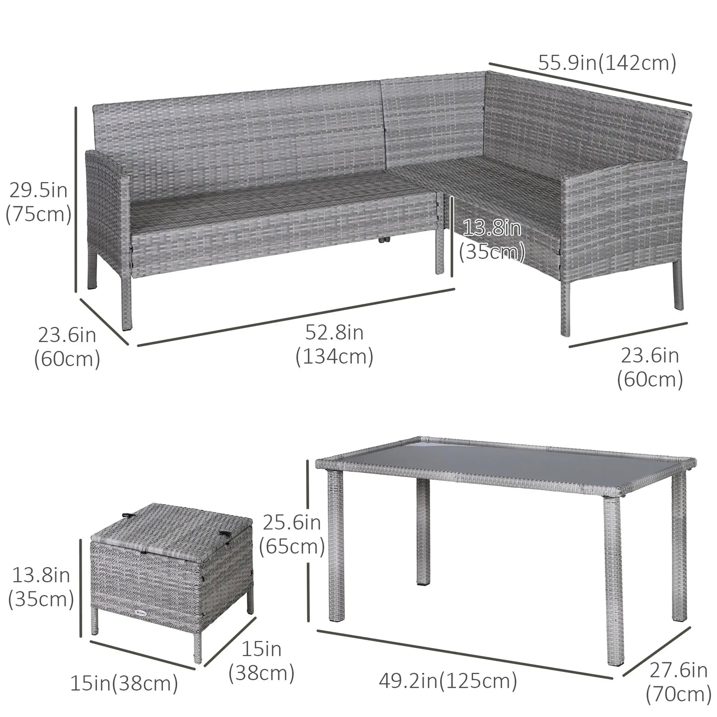 5-Piece Wicker Patio Set, Table, Ottomans, Bright Blue, Blue Patio Furniture Sets at Gallery Canada