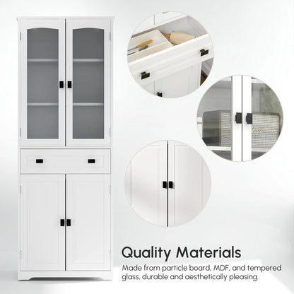 63" 4-Door Kitchen Pantry Cabinet, Adjustable Shelves, White Kitchen Pantry Cabinets at Gallery Canada