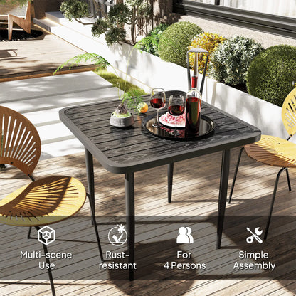 31.5" Metal Square Patio Dining Table for 4, Outdoor Garden, Black Patio Dinning Tables at Gallery Canada