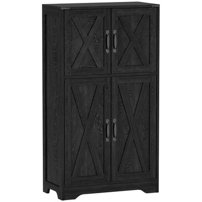 Farmhouse Kitchen Pantry, Freestanding Cabinet with Barn Doors, Adjustable Shelves, Black Kitchen Pantry Cabinets at Gallery Canada