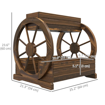 2-Tier Raised Garden Bed, Wooden Wagon Planter Box, Carbonized Wooden Planter Boxes at Gallery Canada