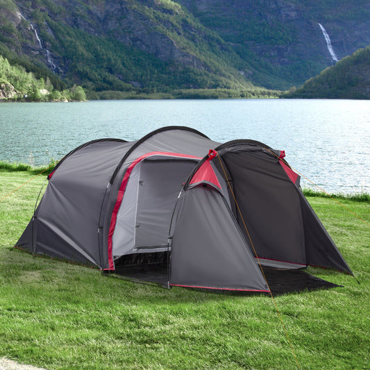 Pop Up Camping Tent for 2-3 Person Tent with Screen Room Zippered Doors Carry Bag for Fishing Hiking Dark Grey - Gallery Canada