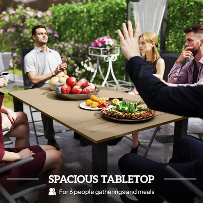 59" Outdoor Patio Table with Umbrella Hole, Slatted Tabletop, Brown Patio Dinning Tables at Gallery Canada