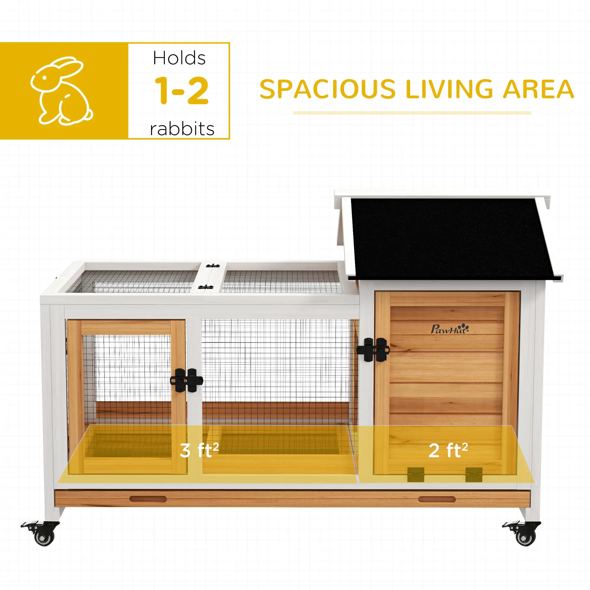 Rabbit Cage With Wheels, Ramp, Run, Tray, Indoor Outdoor, Yellow Rabbit Hutch at Gallery Canada