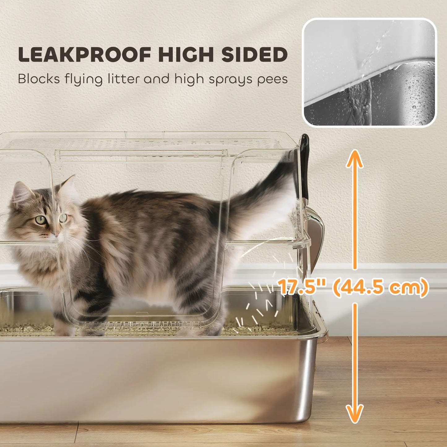 XL Stainless Steel Litter Box, 100° Flip Top, Scoop, Dual Entry, Odor Free Cat Litter Box Enclosures at Gallery Canada
