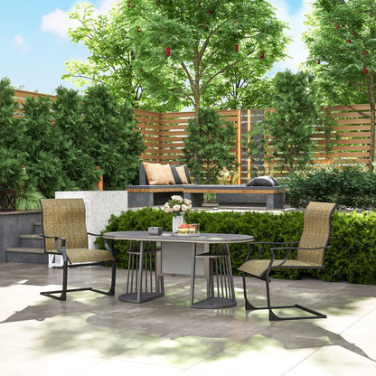 Spring Motion Patio Chairs Set Of 2, Curved High Backrest, Armrest, All Weather Fabric, Metal Frame Outdoor Dining Sets at Gallery Canada