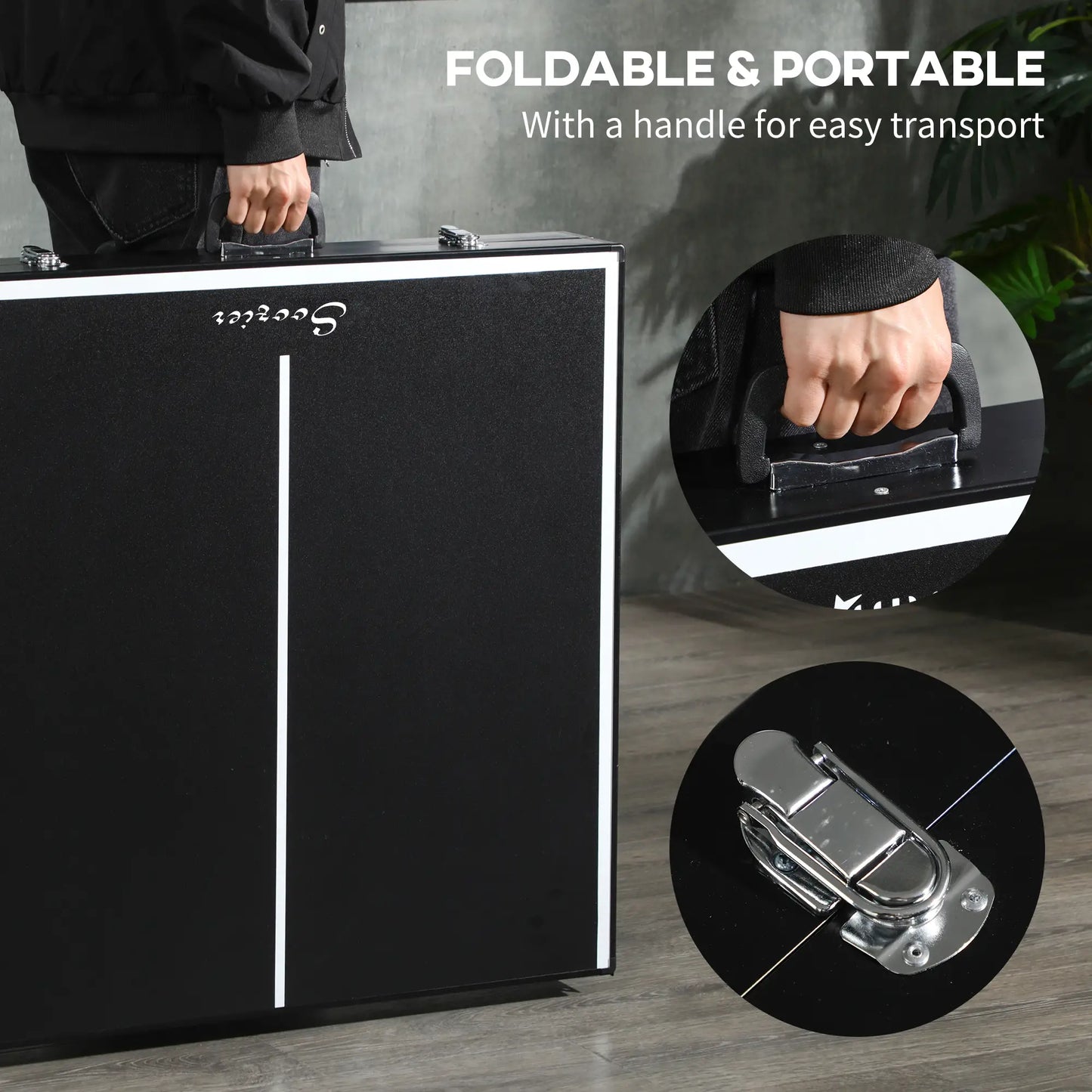 Mini Folding Table Tennis Table, Aluminium Frame, Portable, Black Game Tables at Gallery Canada