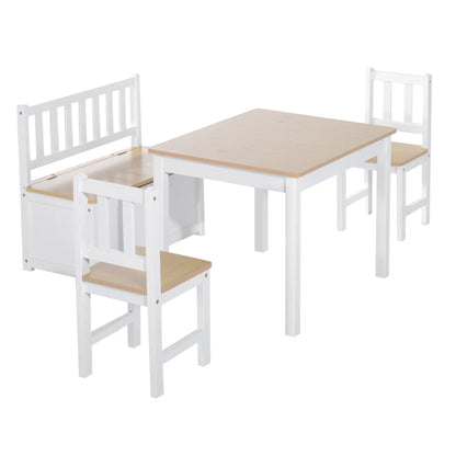 Kids Wood Table Chair Set, 4-Piece, Storage, Easy Clean, Natural, White Kids Table Sets at Gallery Canada