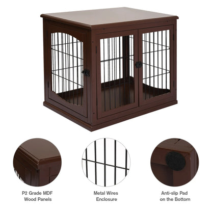 26" Wooden Dog Cage, Double Door, Modern Design, Brown Houses, Kennels & Pens at Gallery Canada