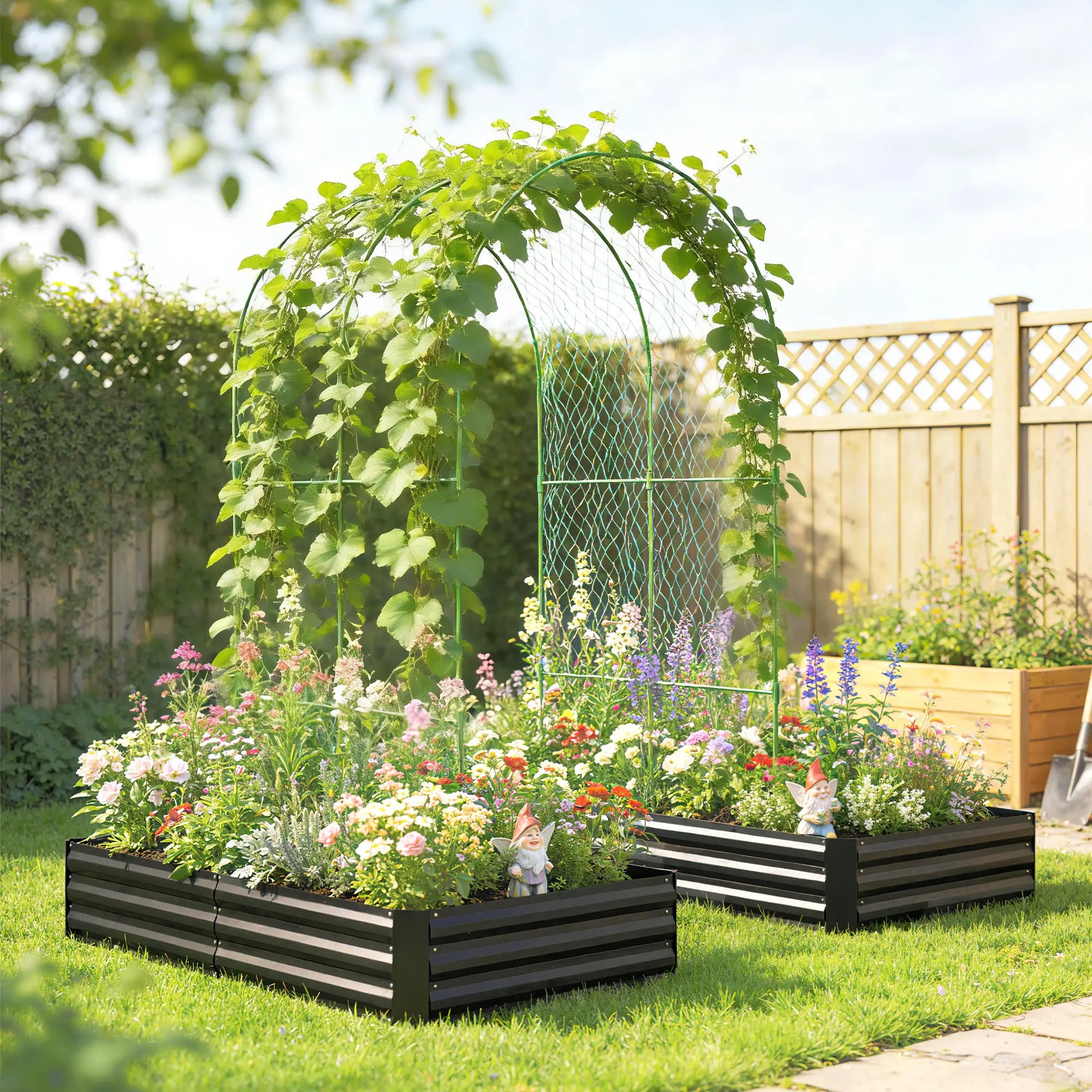 Metal Raised Garden Bed With Trellis, Galvanized Garden Kit, Black Galvanized Planter Boxes at Gallery Canada