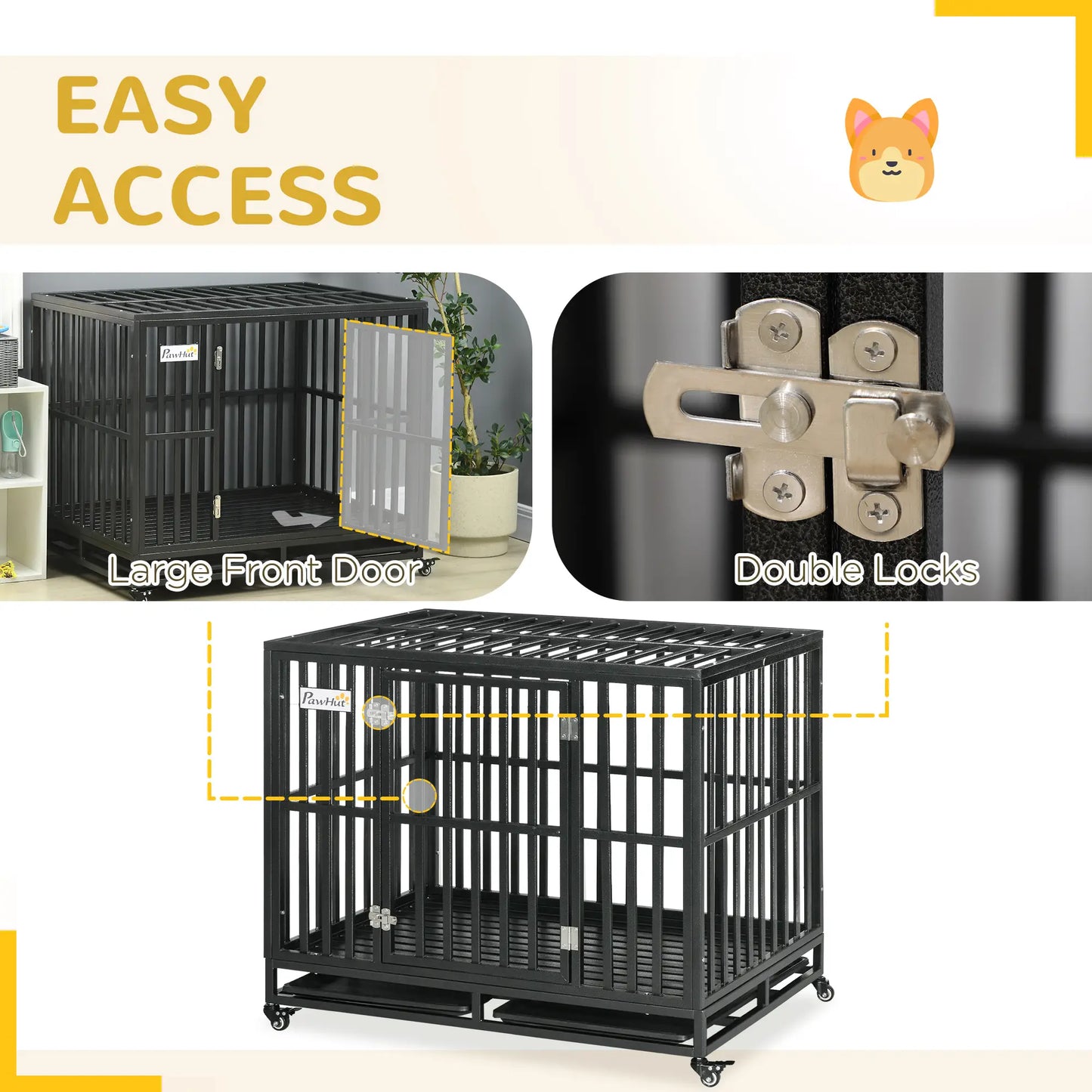 41 Heavy Duty Steel Dog Crate, Pet Cage with Wheels, Black Houses, Kennels & Pens at Gallery Canada