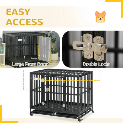 41 Heavy Duty Steel Dog Crate, Pet Cage with Wheels, Black Houses, Kennels & Pens at Gallery Canada