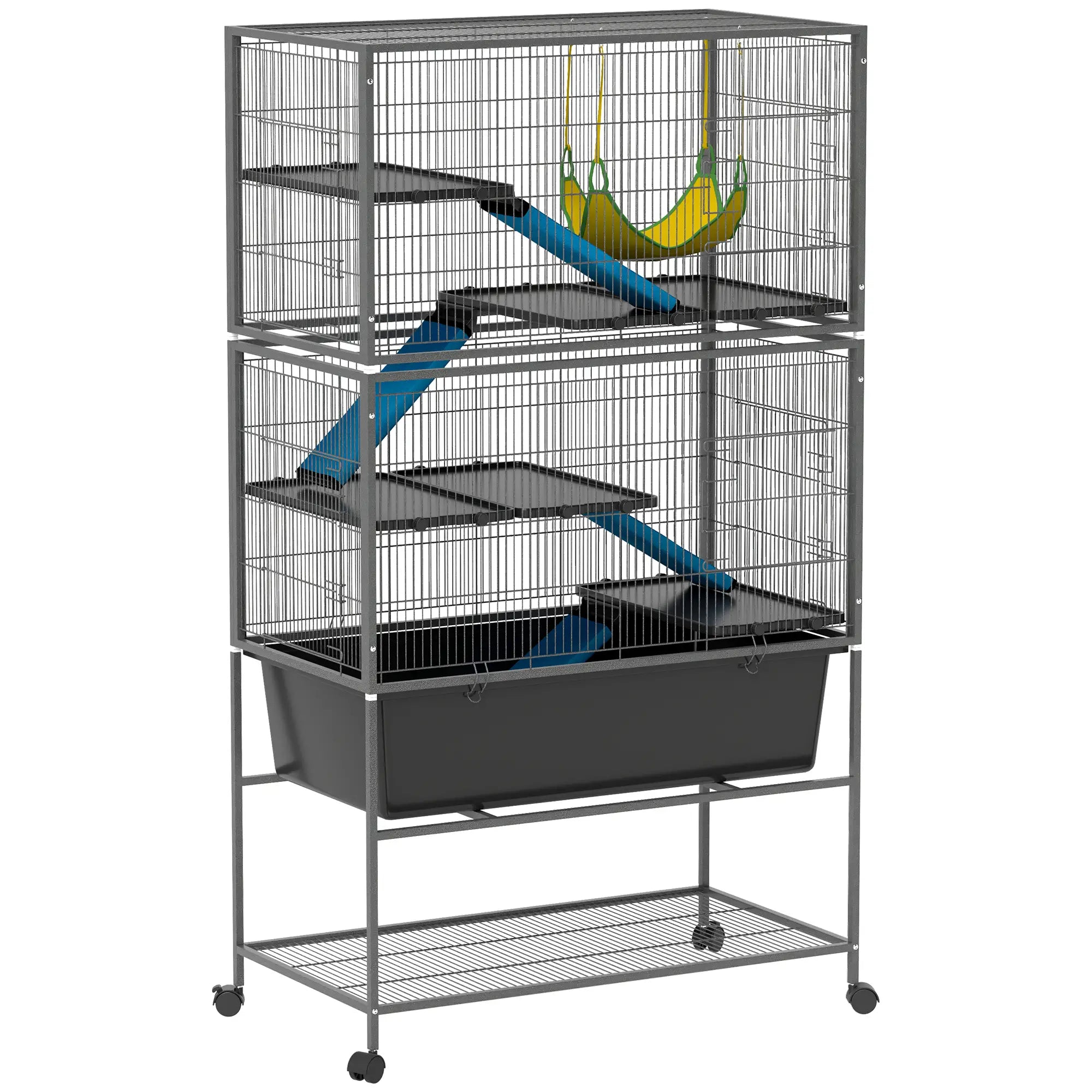 59 Inch 5 Level Small Animal Cage, Rolling Ferret Cage, Dark Grey Houses & Habitats at Gallery Canada