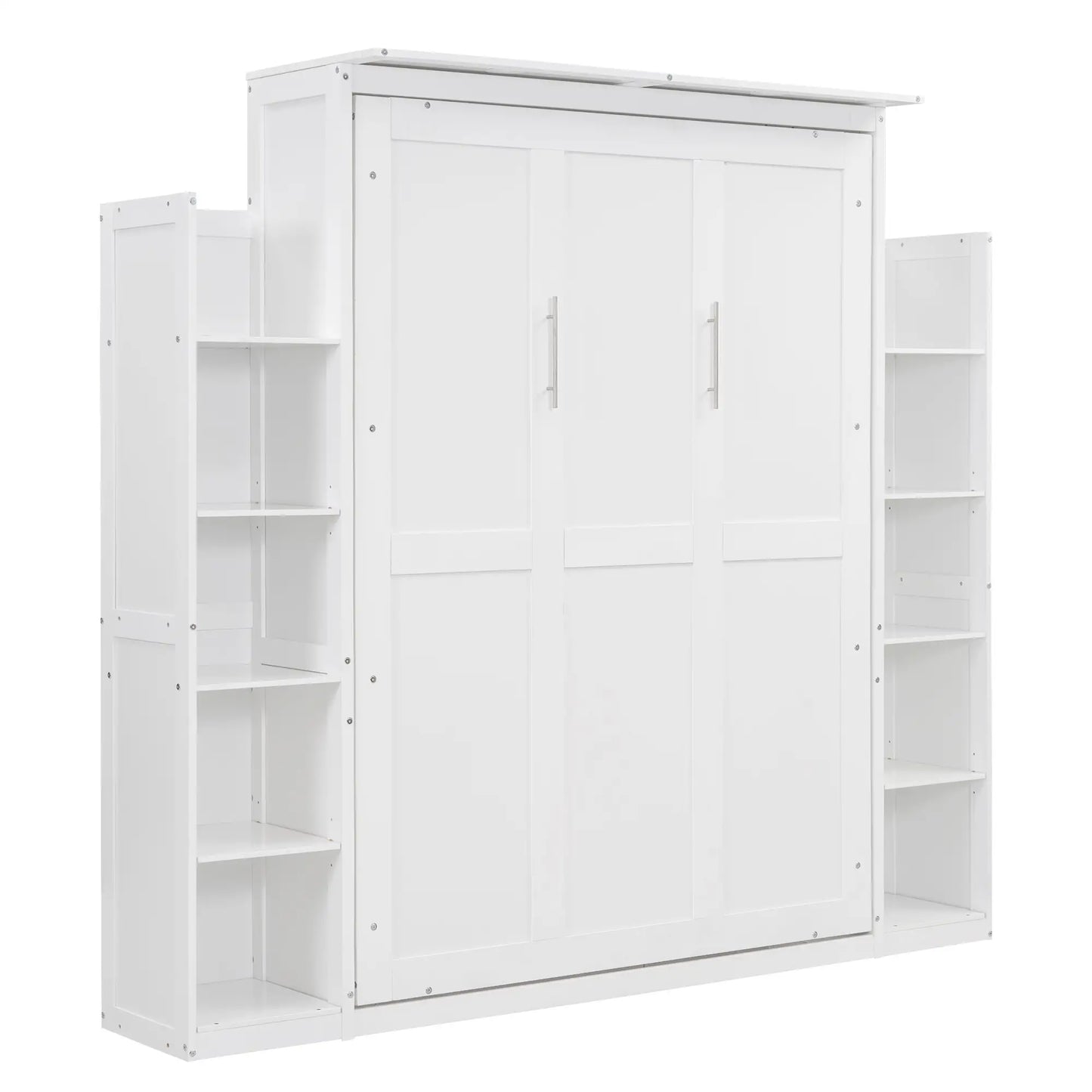 Murphy Bed with Shelves, LED Lights, 91" L x 81" W x 84" H, White Bed Frames at Gallery Canada