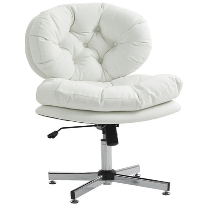 Armless Office Chair, Wide Padded Seat, Adjustable Height, White Task Chairs at Gallery Canada