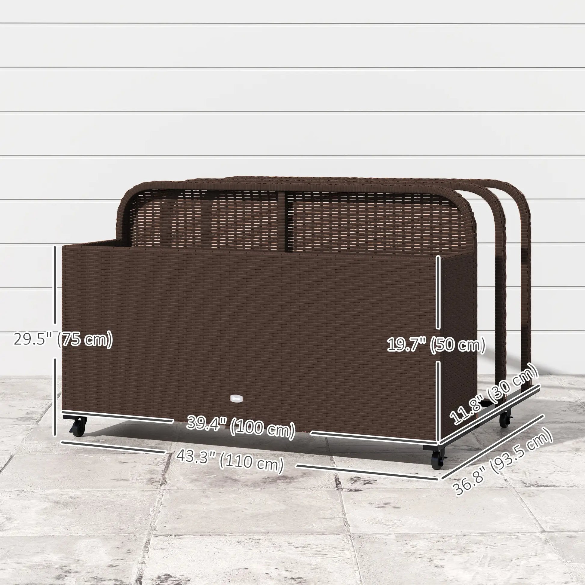 Rolling Pool Storage, Rattan Patio Furniture, Outdoor Wicker Organizer, Brown Patio Storage Boxes at Gallery Canada