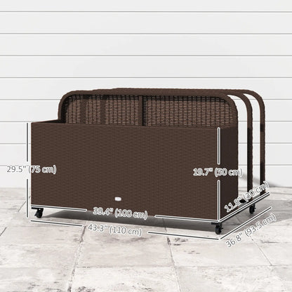 Rolling Pool Storage, Rattan Patio Furniture, Outdoor Wicker Organizer, Brown Patio Storage Boxes at Gallery Canada