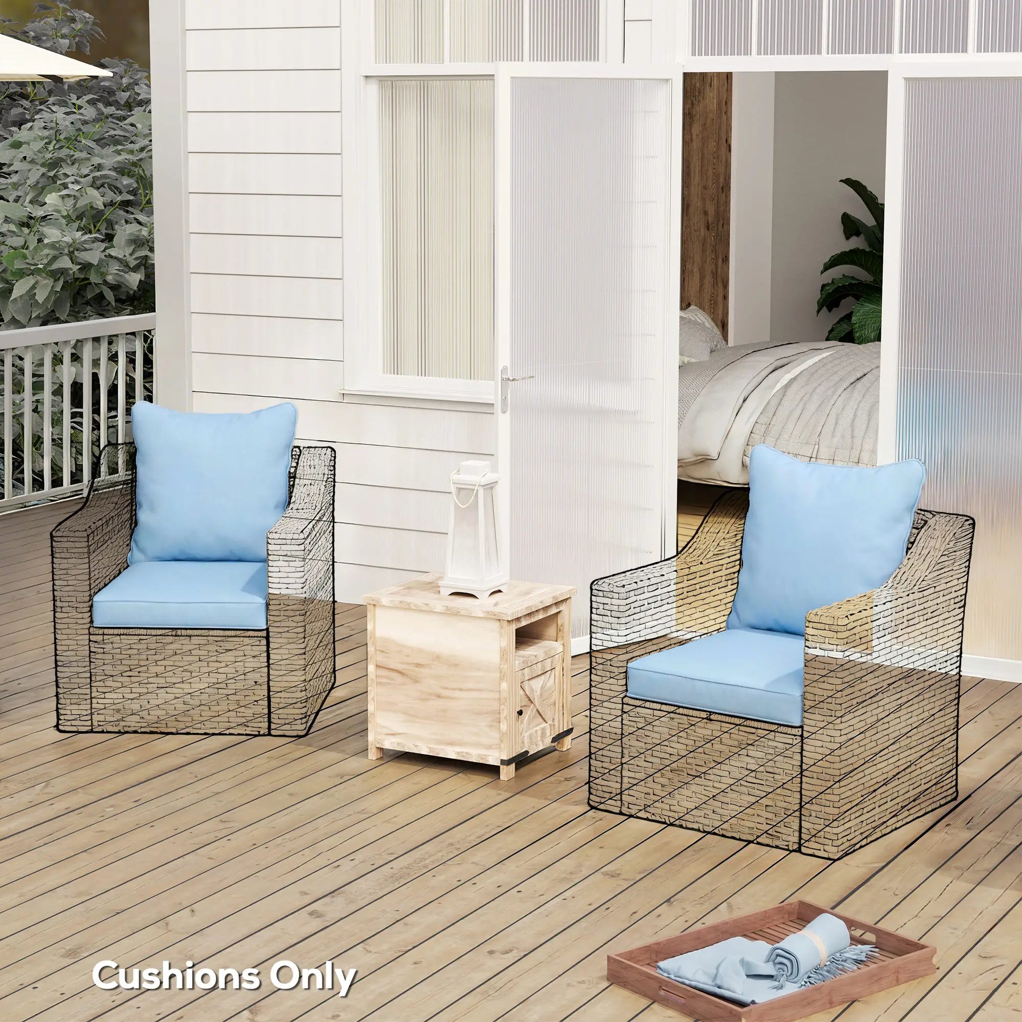 Patio Chair Cushions Set, Replacement Set of 2, Light Blue Patio Chair Cushions at Gallery Canada