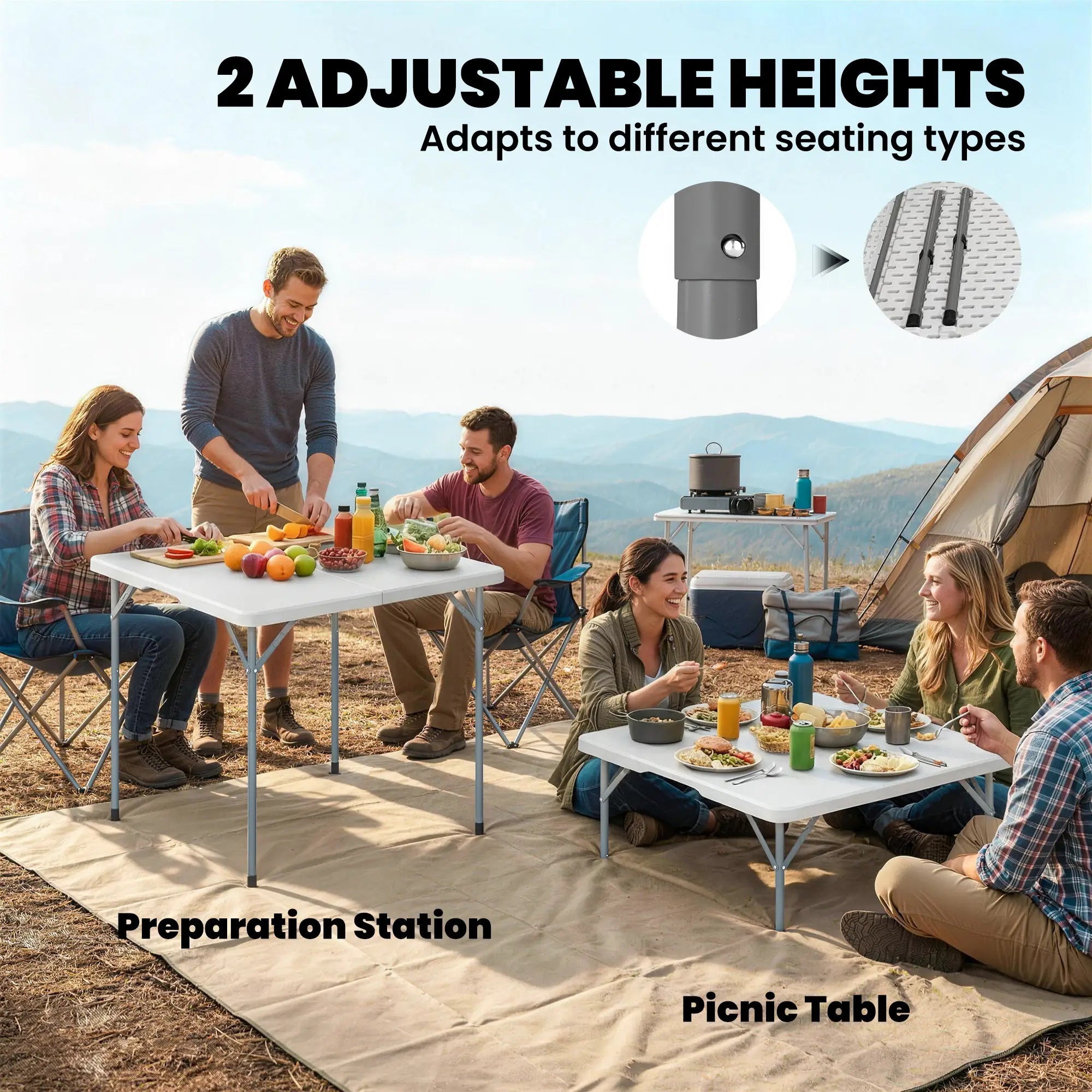 Heavy Duty Folding Picnic Table, 34