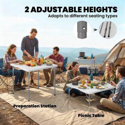 Heavy Duty Folding Picnic Table, 34" x 34", Indoor Outdoor Camping, White Picnic Tables & Camping Chairs at Gallery Canada