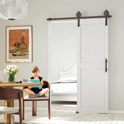 Barn Door with 5FT Sliding Hardware Kit, White