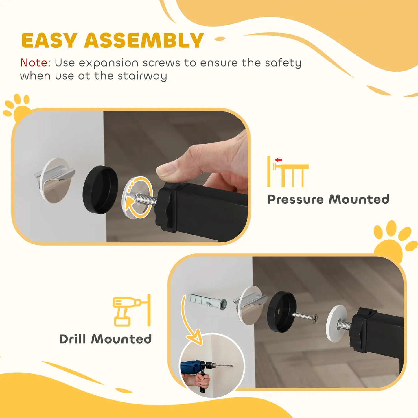 Baby Gate, Pet Safety Gate, 30"-41" Wide, Auto-Close, Black Pet Gates at Gallery Canada