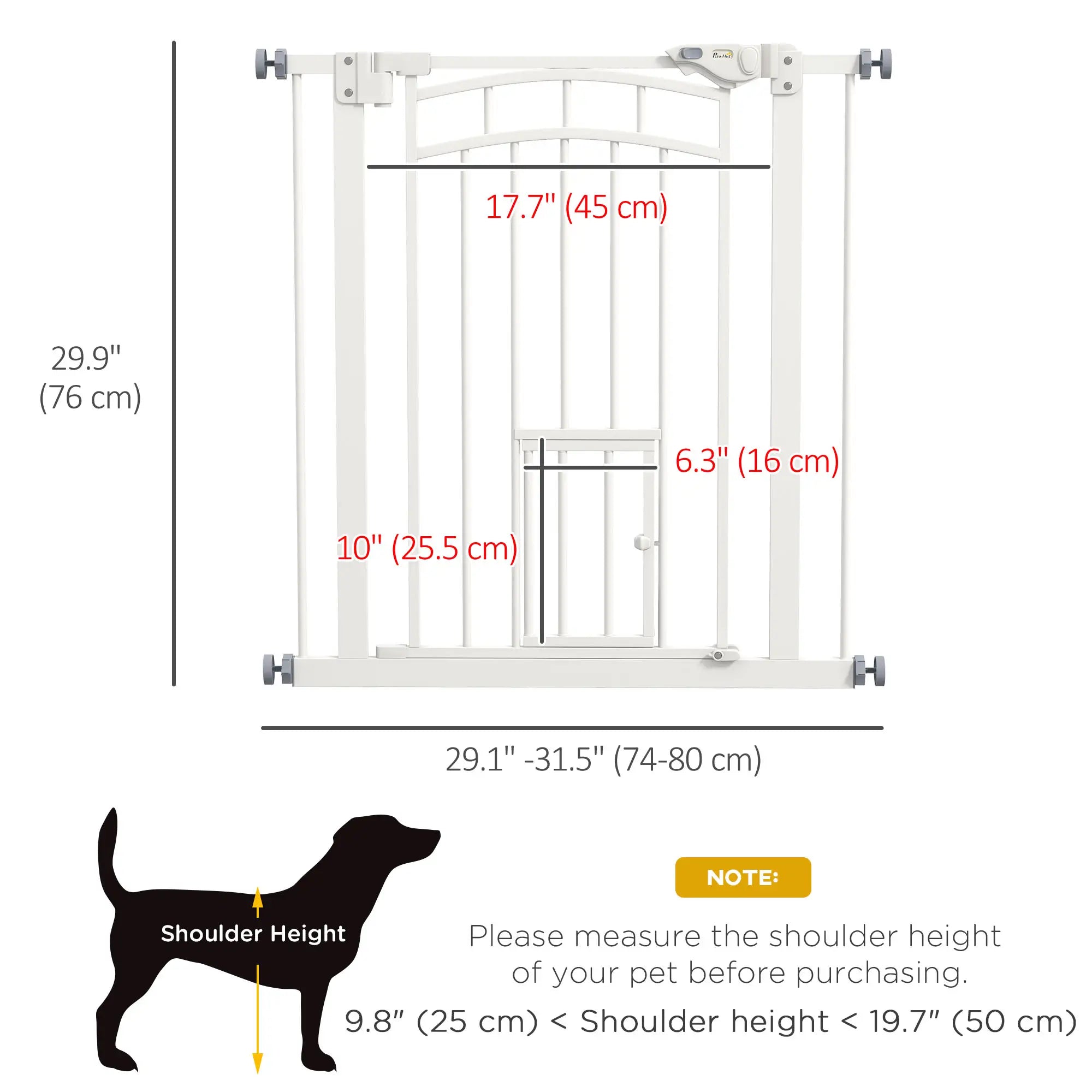 Auto-Close Pet Gate, Cat Door, Double Locking, Fits 29