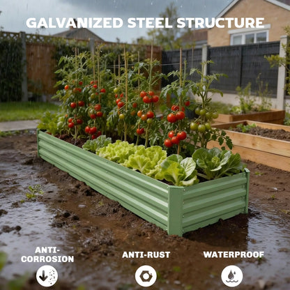 8'x2'x1' Galvanized Raised Bed, Elevated Planter Box, Light Green Galvanized Planter Boxes at Gallery Canada