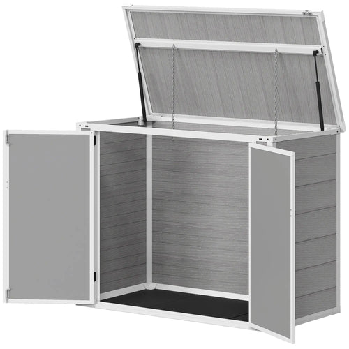 41 Cu. Ft. Outdoor Storage Shed, Horizontal Trash Can Storage, Grey