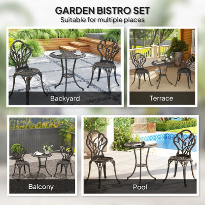 3PCs Patio Bistro Set, Cast Aluminum Table and Chairs, Bronze Bistro Sets at Gallery Canada